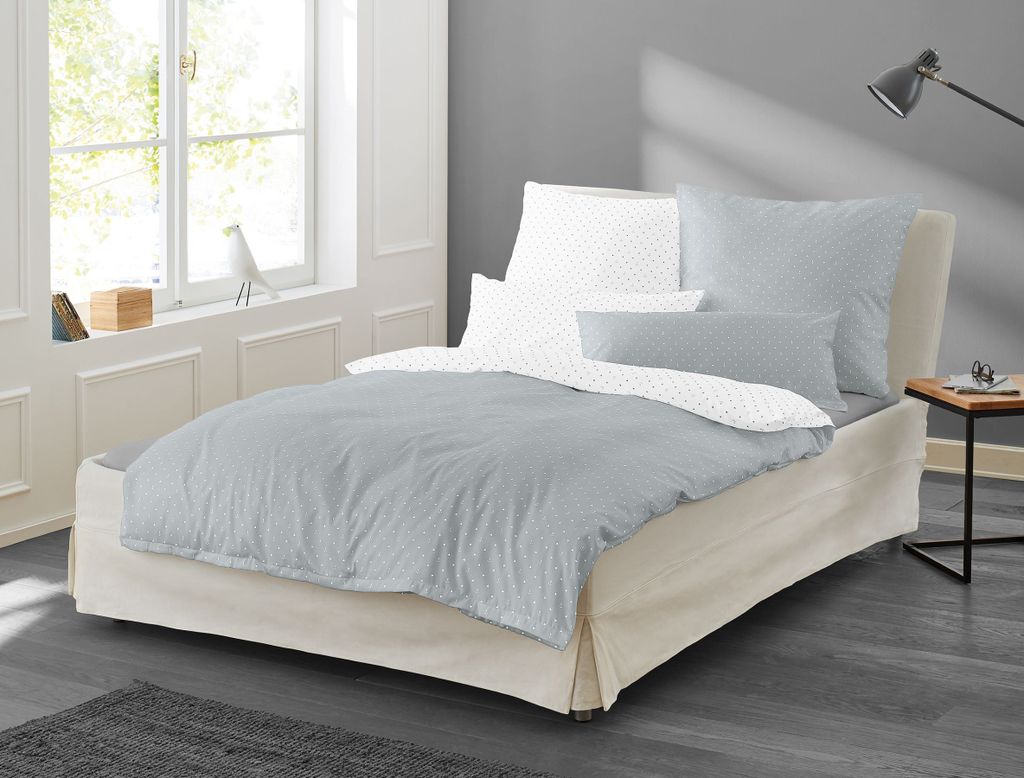 Irisette Mako-Satin Bettwäsche-Garnitur Jessica 8256 silber 155 x 220 cm