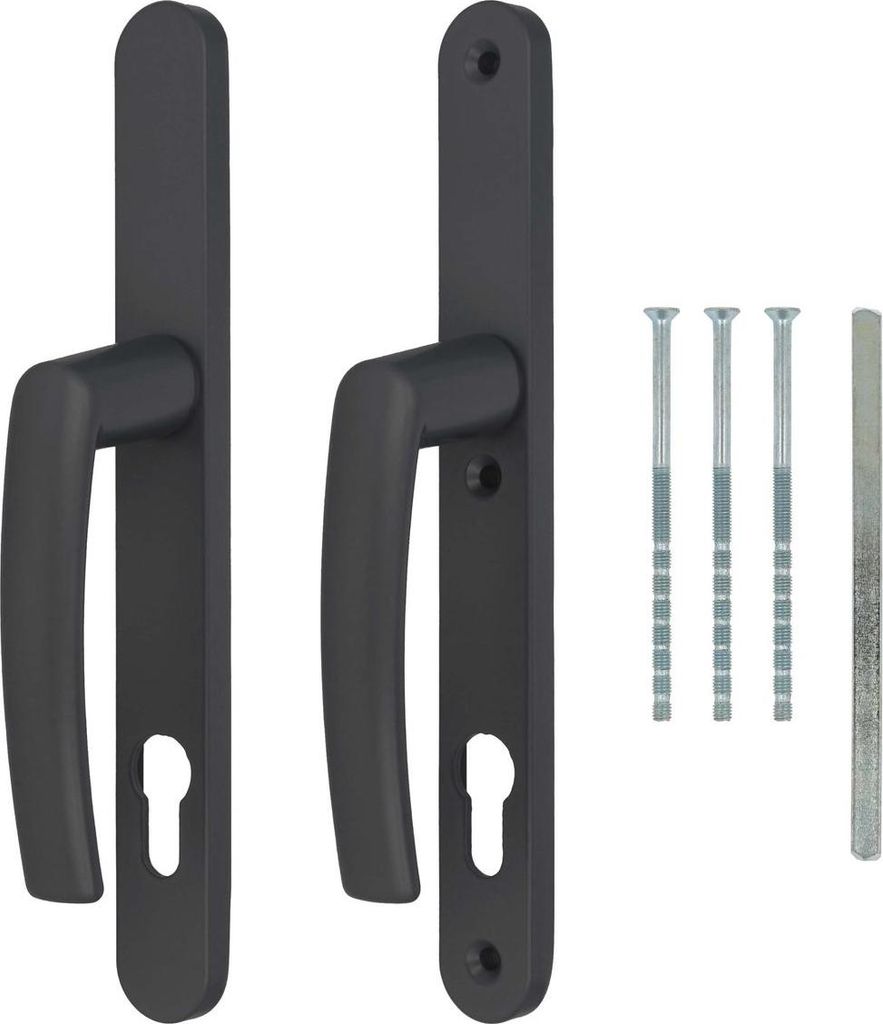 Türgriff / Türdrücker / Türklinke / Drückergarnitur DHS 92mm (Schildbreite 28mm) - Grau RAL 7016