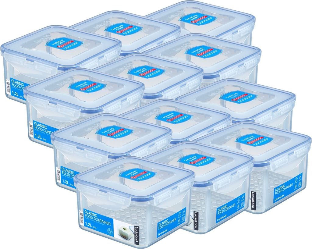 LocknLock 12x SET HPL822T Frischhaltedosen mit Serviereinsatz 1,2 Liter - Maße (LxBxH): 155 x 155 x 87 mm - Geeignete Dosen zum Einfrieren und Mik...