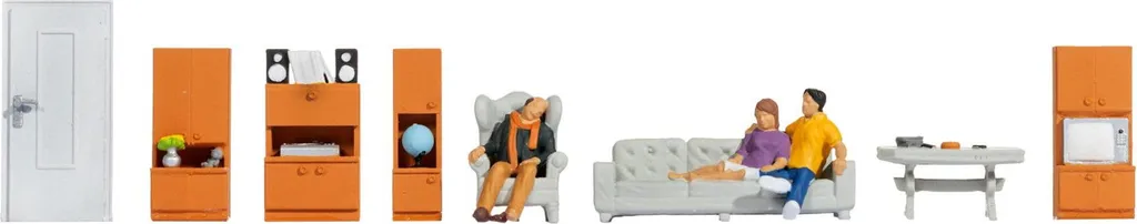 Set de Personnages Miniatures de Salon pour Dioramas H0 de Haute Qualité