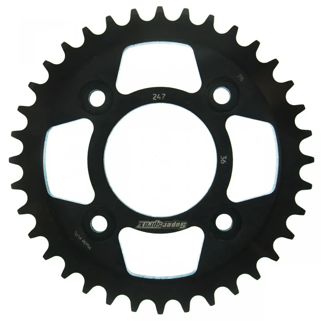 Pignon Acier 36 Dents 520 RFE-247:36-BLK Noir avec Montage 4 Trous