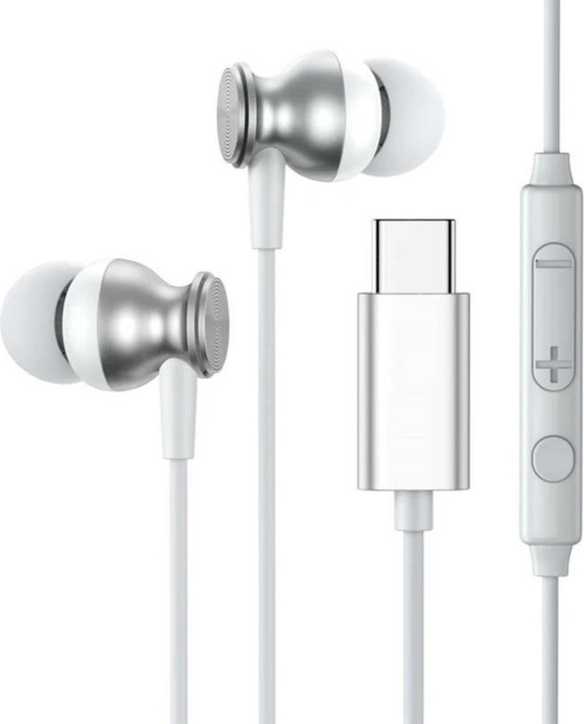 Joyroom JR-EC04 kabelgebundene In-Ear Kopfhörer mit Fernbedienung, USB-C Anschluss Silber