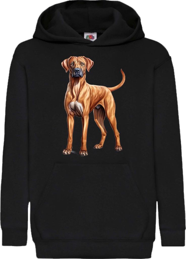 Kinder Kapuzenpullover Dogs Breeds Rhodesian Ridgeback Dog Breed 005, 5-6 Jahr - 116 / Schwarz