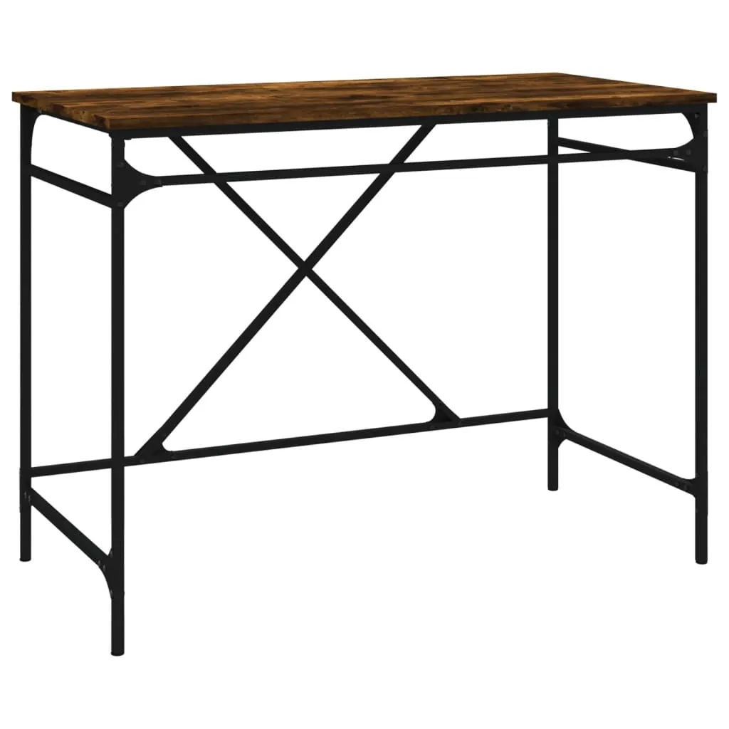 SYFAX™ Scrivania Rovere Fumo 100x50x75 cm in Legno Multistrato e Ferro