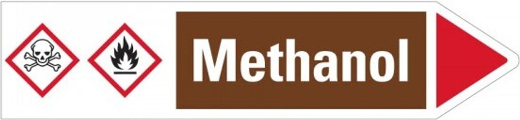 Dreifke Aufkleber I RKZ-Etikett Methanol, rechts, braun/weiß/rot, ab 90mm Ø,...