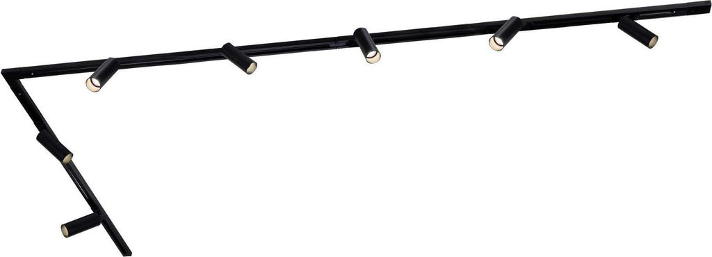 Ledvion - Schienensystem lampen, 3m, 1-Phasen, ohne GU10 Leuchtmittel, Schwarz, 7-flammig Spot, spotlight, deckenspot, deckenstrahler, strahler lampe