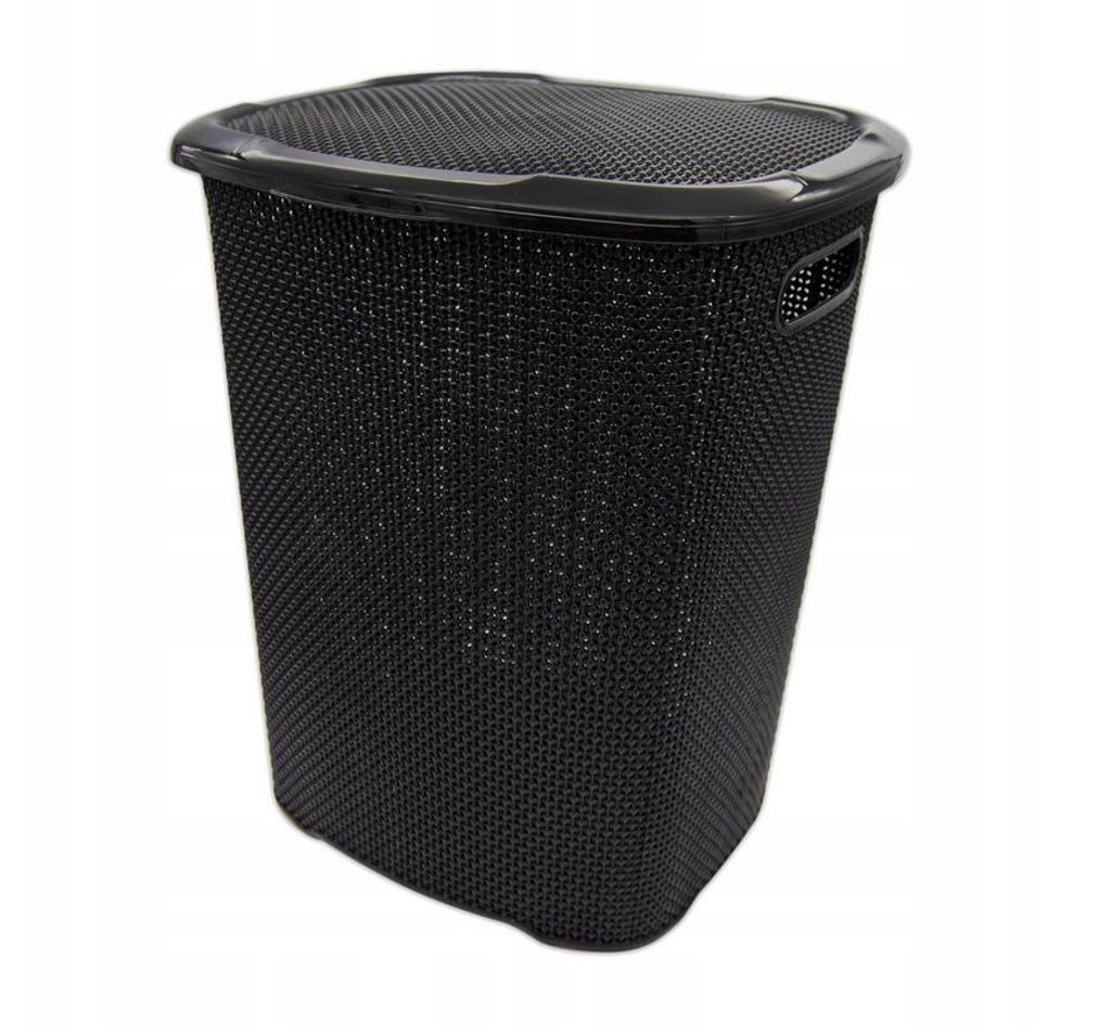 Wäschekorb Pearl 52L Schwarz | Großer Wäschesammler mit Deckel & Griffen | Elegante Wäschetruhe für Bad & Schlafzimmer | Multifunktionaler Auf...