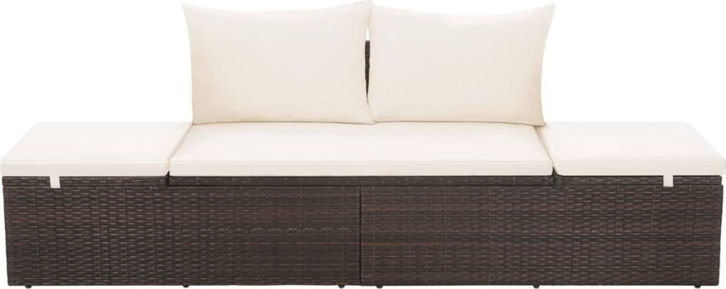 Möbel Liegestuhl HOMMIE - Gartenliege - Outdoor-Lounge-Bett - Braun 195×60 cm Poly Rattan - 195x60x60 cm Top8587517