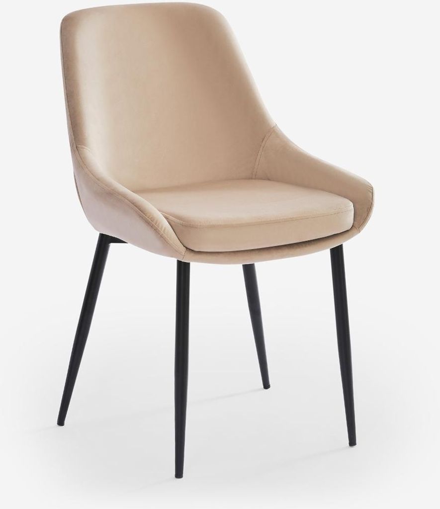 Stuhl gepolstert modern aus Samt für Küche Esszimmer Jarva - Beige