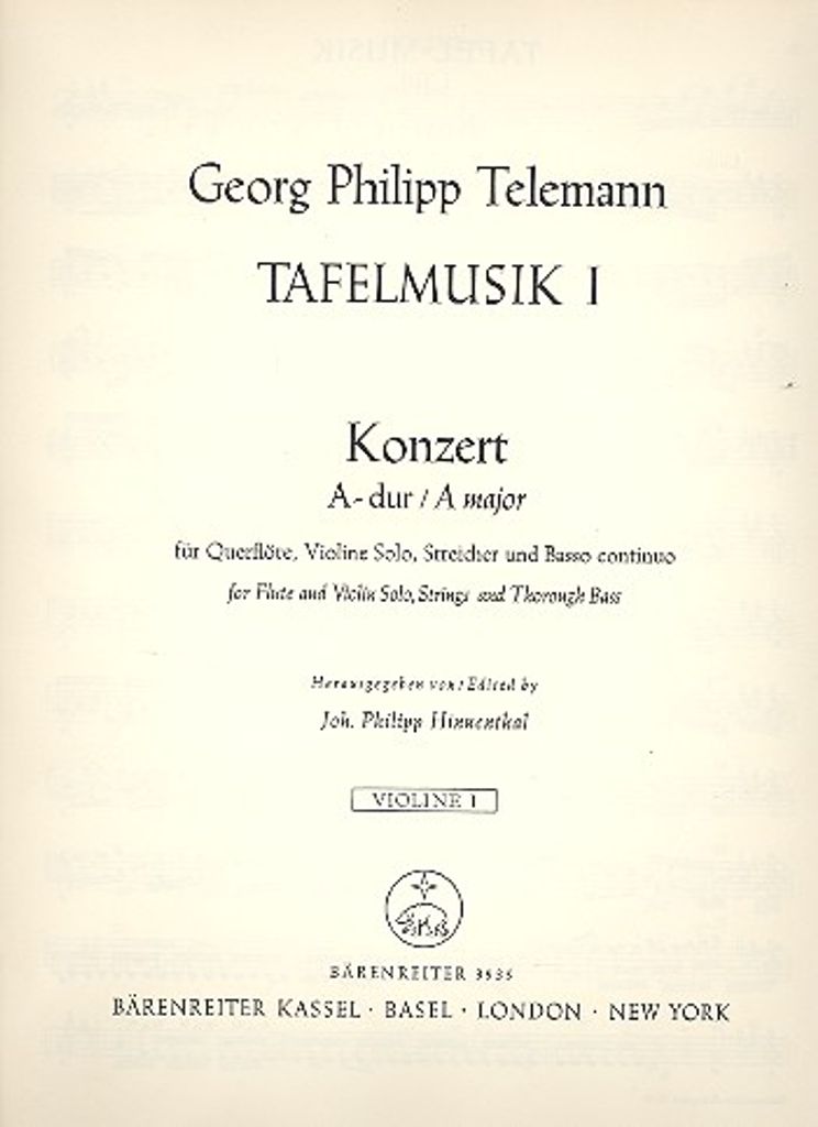 Konzert für Flöte, Violine, Violoncello, Streicher und Basso continuo A-Dur TWV 53:A2