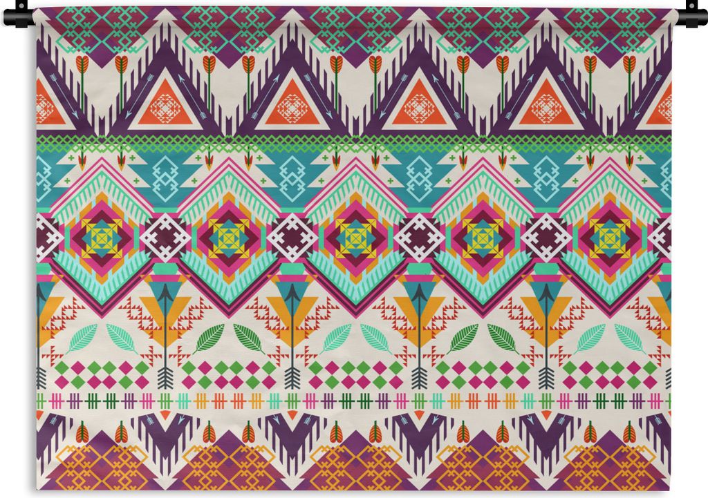 MuchoWow Wandteppich Wandbehang Azteken - Südamerika - Muster 90x67.5 cm Tapisserie Dekoration Wandtuch - Fototeppich - Wand-Skulpturen