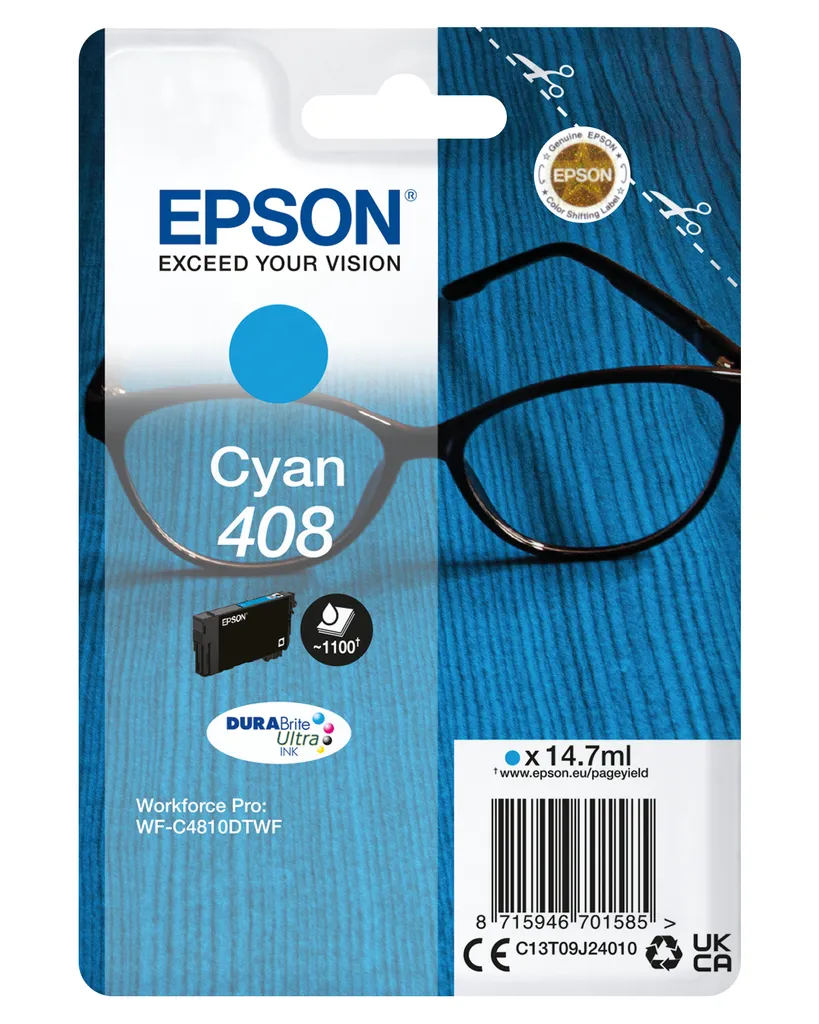 Cartuccia Epson 408 Ciano 14,7ml Originale per WorkForce Pro WF-7830