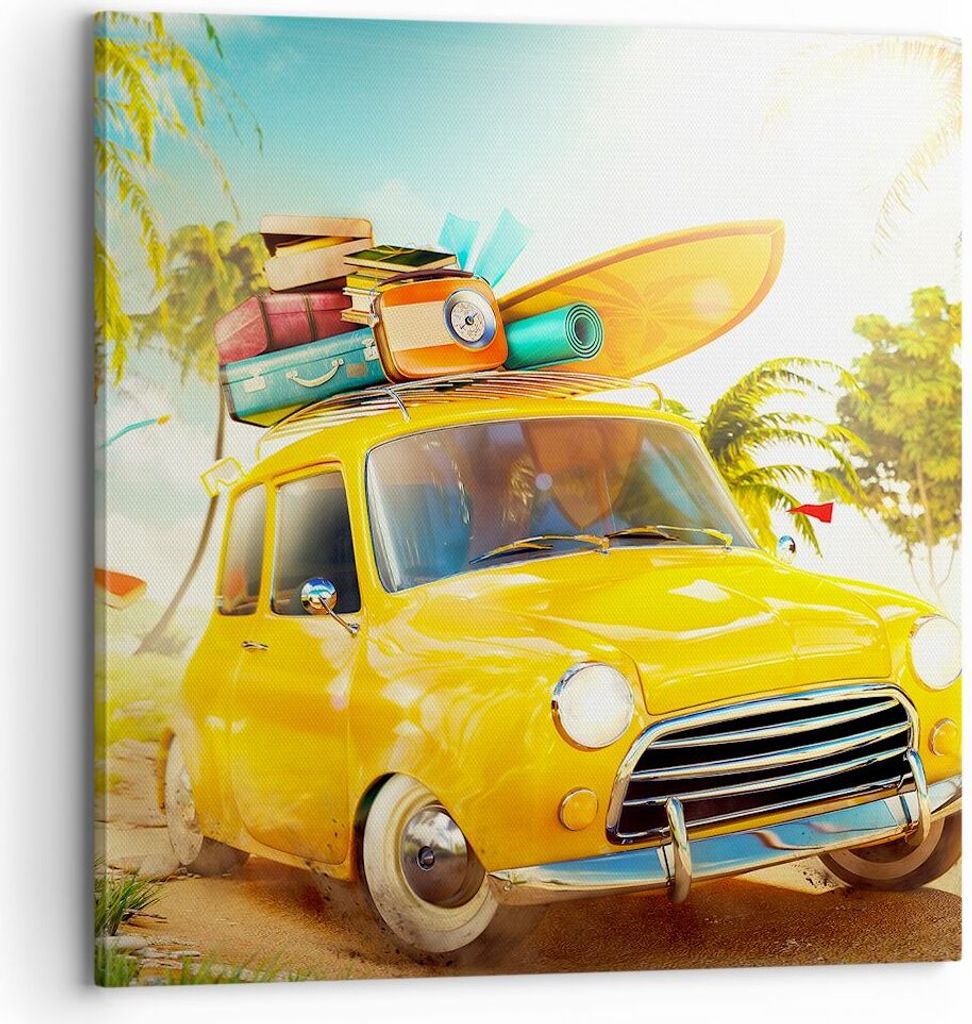 Bild auf Leinwand - Leinwandbild - Auto Strand Reise Sommer Produktbild 