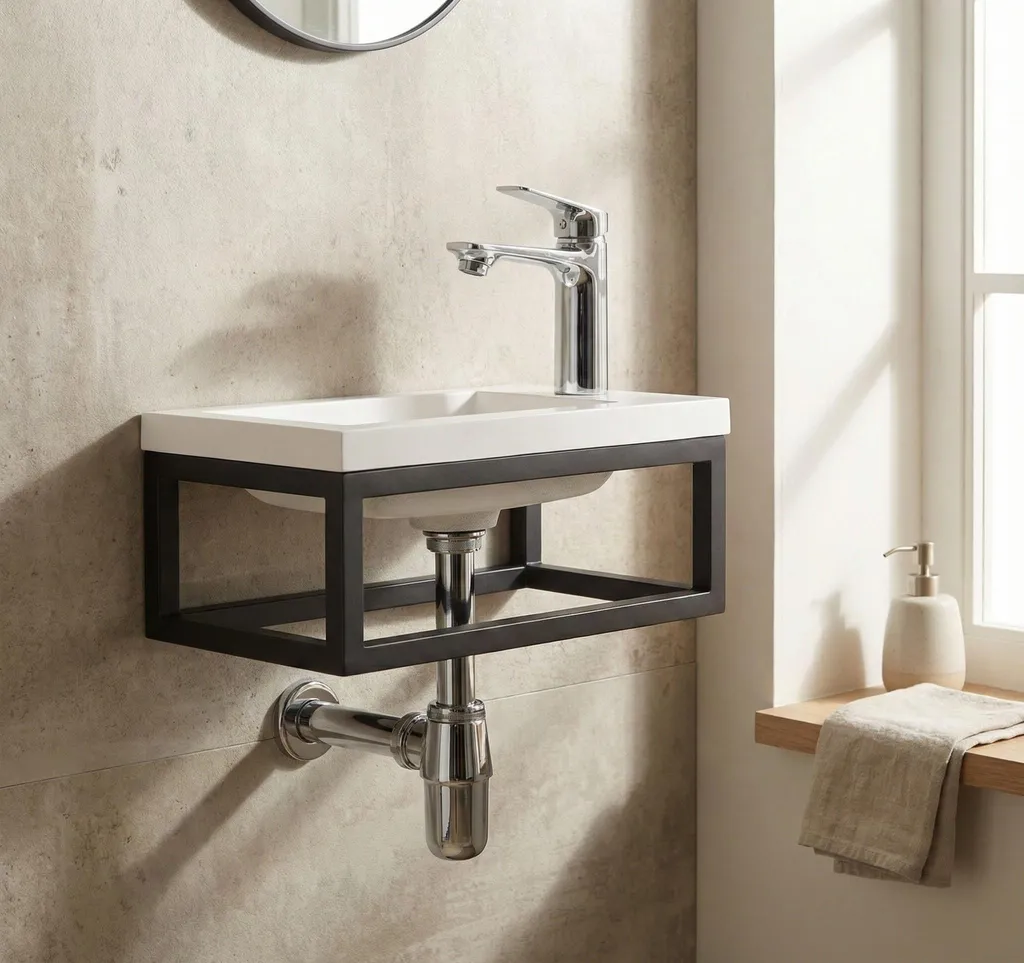 Petit meuble WC invités Mesa 40 cm blanc mat gain de place suspendu - 4