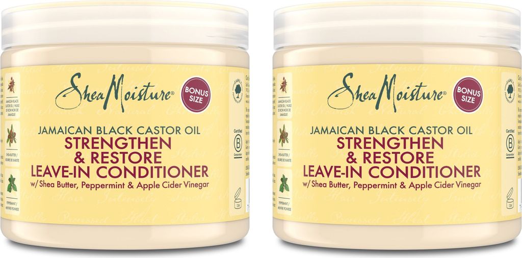 SheaMoisture Strengthen & Restore Leave-In Conditioner 2x 431ml für lockiges, chemisch behandeltes oder hitzegestyltes Haar ohne Silikone und Sulfate