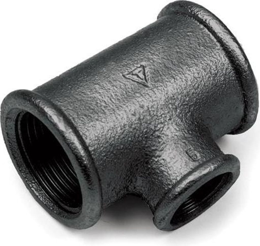 Schwarzes Reduzier-T-Stück 1 X 1/2 Zoll