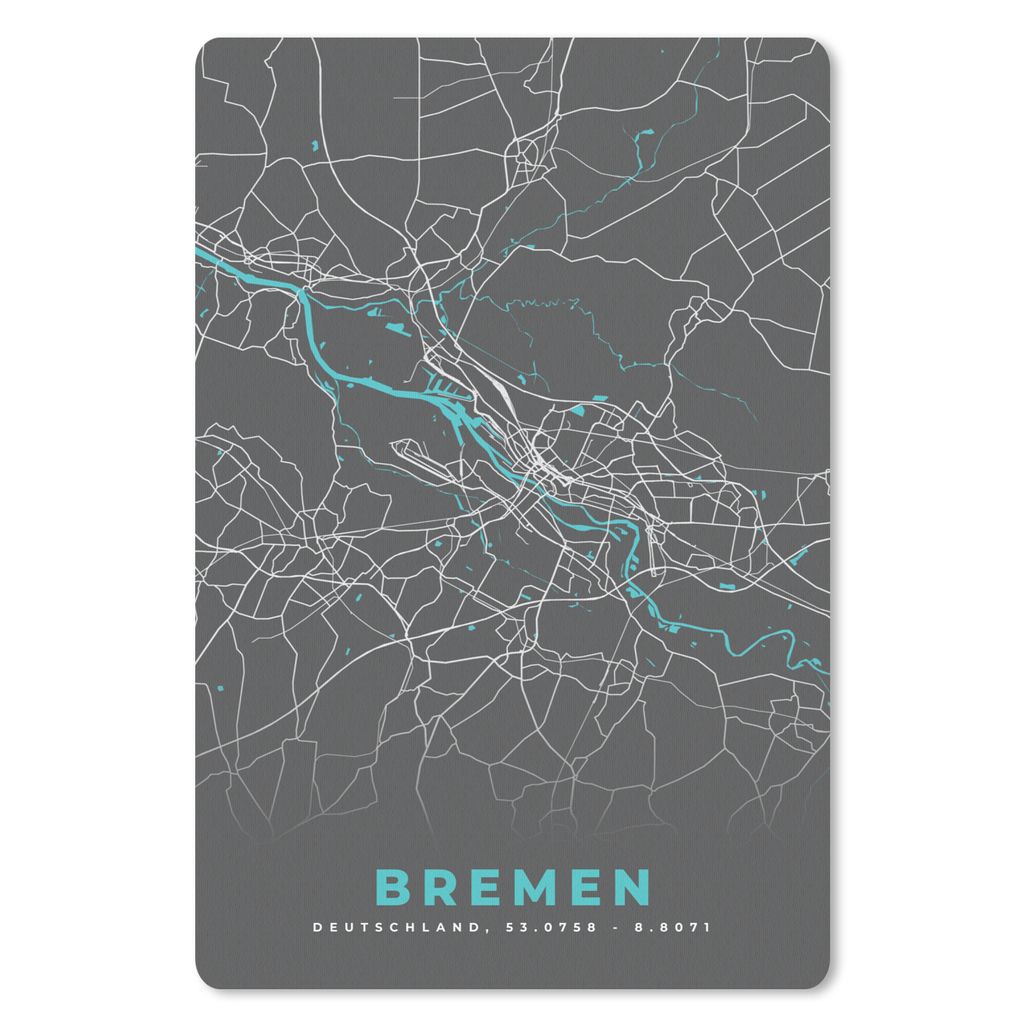 MuchoWow Mauspad Mousepad Deutschland - Blau - Bremen - Stadtplan - Karte 18x27 cm - Mousepads - Maus Mat - Pad - Mausunterlage