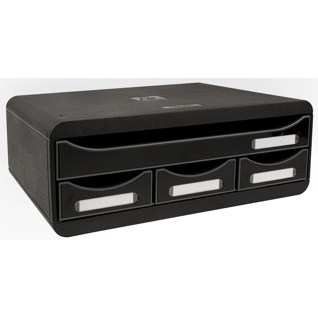 Exacompta Module 4 tiroirs Noir Brillant - Rangement Toolbox 319714D - 2