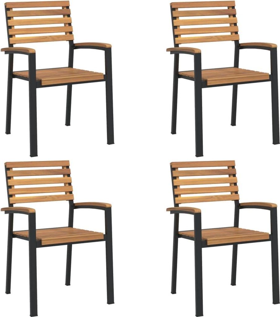 vidaXL Chaises de jardin empilables 4 pcs. Bois massif Image du produit 