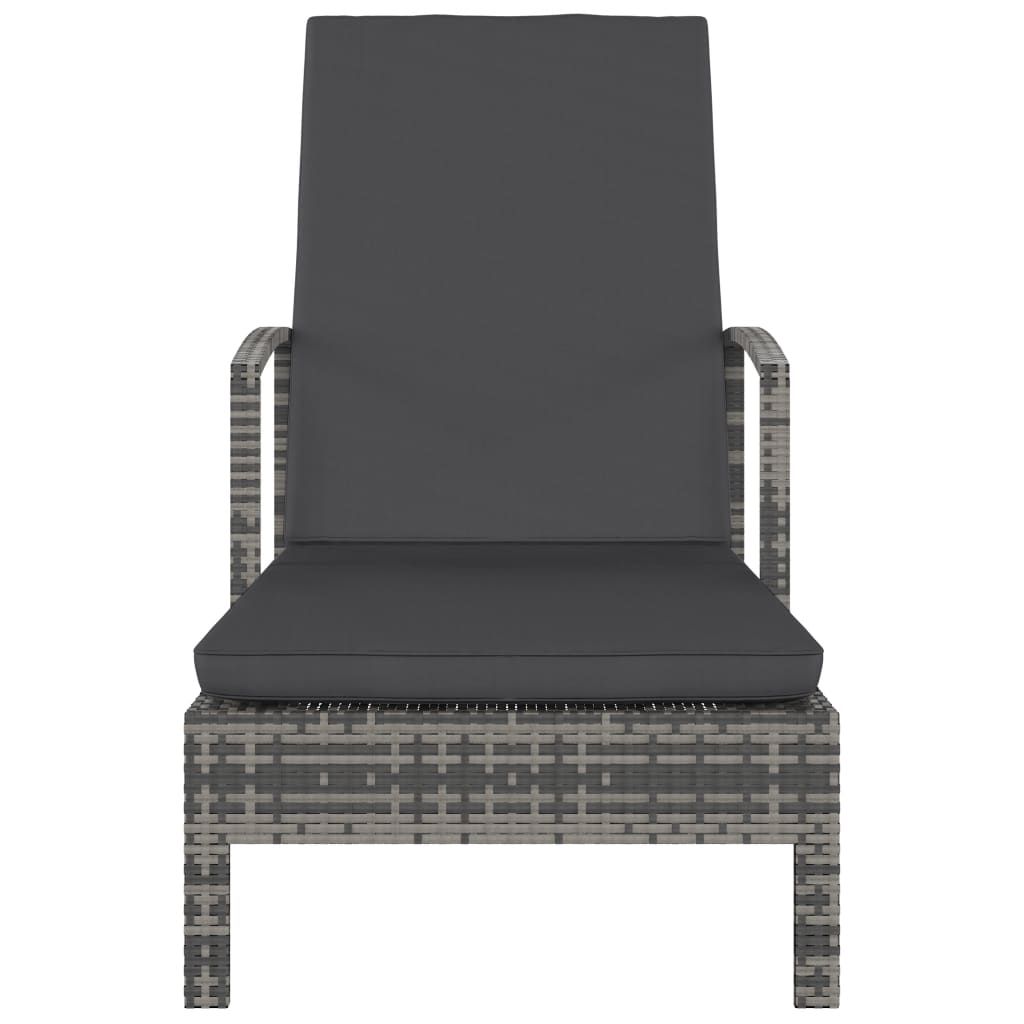vidaXL Sonnenliege mit Armlehnen Poly Rattan Grau Produktbild 