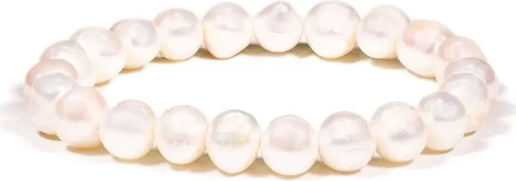 Bracelet en Perles de Culture Blanches Organiques 8mm pour Femme - 2 Pcs
