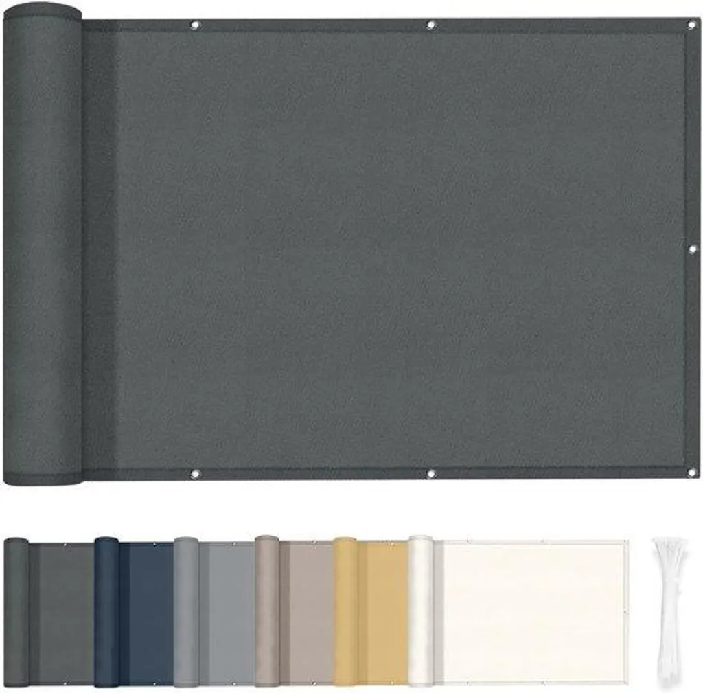 Stop vent et vis-à-vis balcon rideau 90x400 cm anthracite PES solide