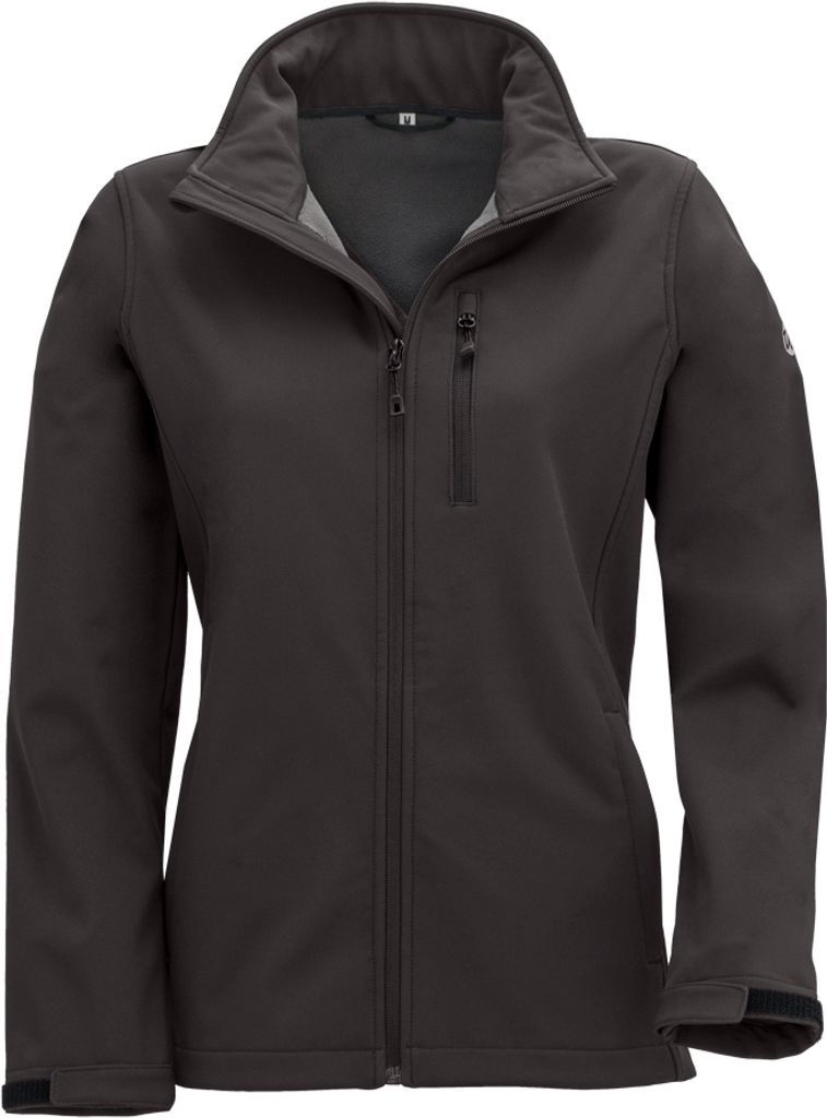Wäfo Damen 6125 Lausanne Softshelljacke Jacke Kapuze, winddicht, schwarz, Größe: M