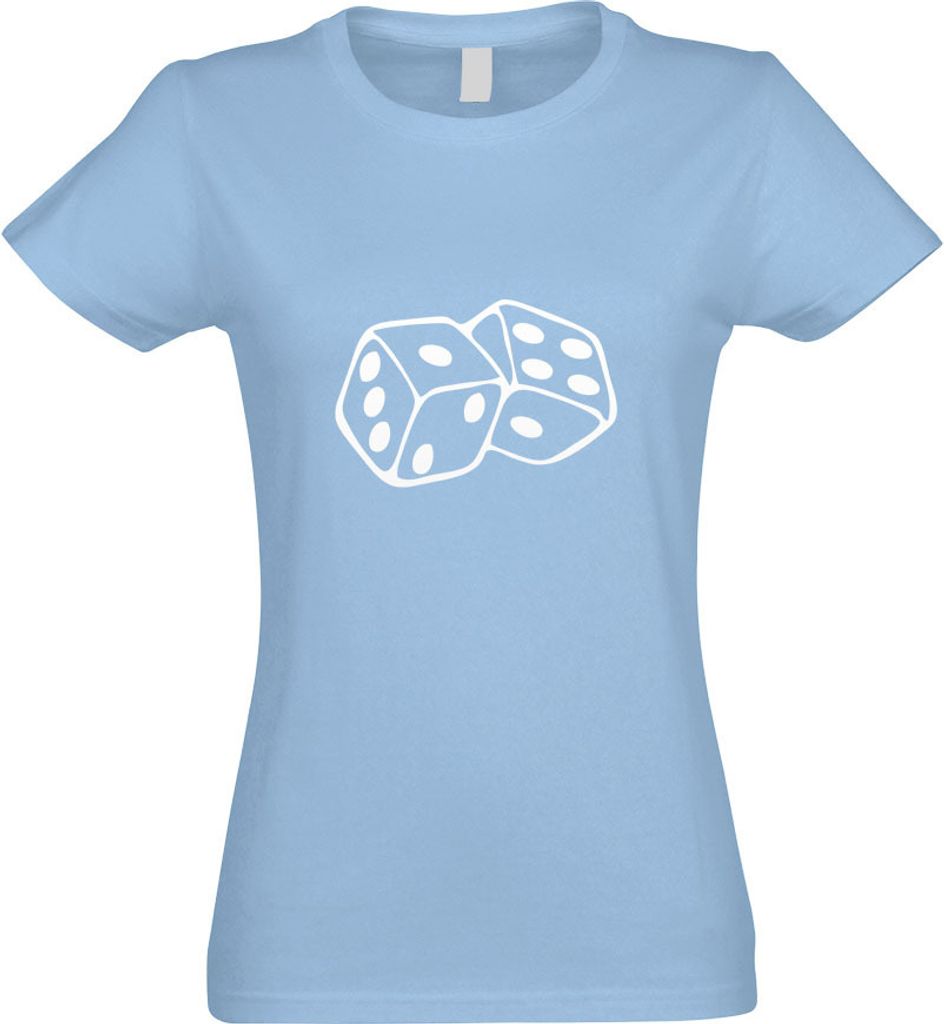 Kiwistar - T-Shirt tailliert - Damen - himmelblau - Würfel - mit Motiv Bedruckt - Funshirt Design - Sport - Freizeit - Damen - XL