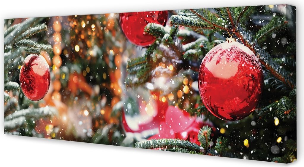 Leinwandbild 125x50 Wandkunst Schnee Christbaumkugeln