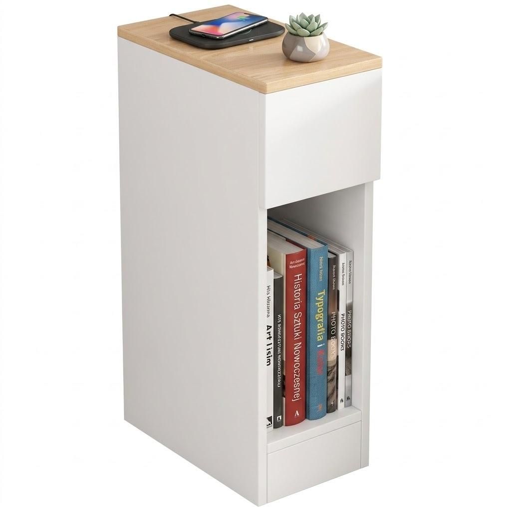 Table de chevet étroite avec tiroir - modern loft - 60 cm Image du produit 