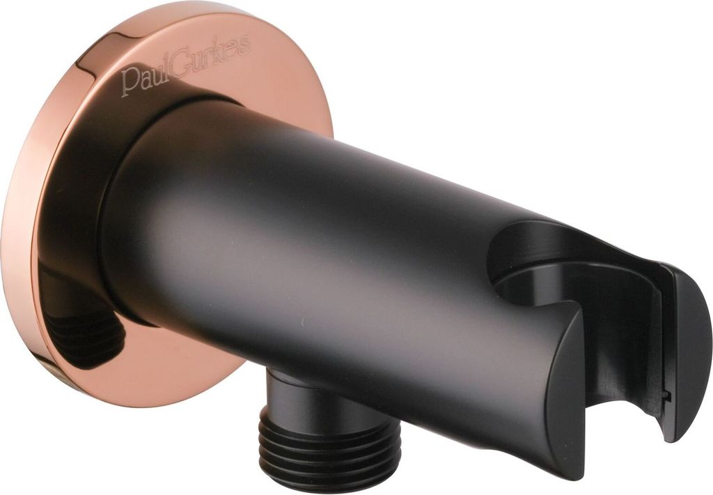 PaulGurkes Wandanschlussbogen Matt-Schwarz Rose-Gold mit Brausehalter