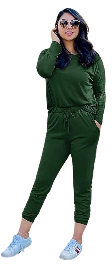 Stilvolles Damen Loungewear, Trainingsanzug, Jogginganzug, 2-teilige Homewear, Sportbekleidung, Grun - XL