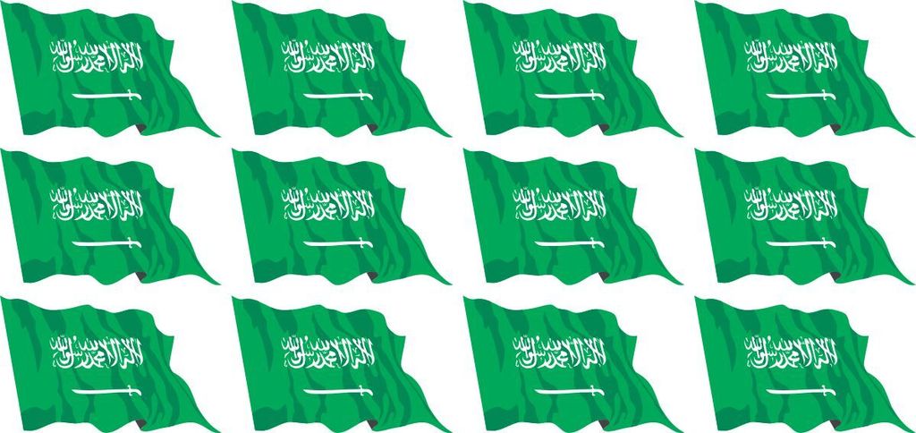Mini Aufkleber Set - Pack wehend - 50x31mm - selbstklebender Sticker - Saudi Arabien - Flagge / Banner / Standarte fürs Auto, Büro, zu Hause und ...