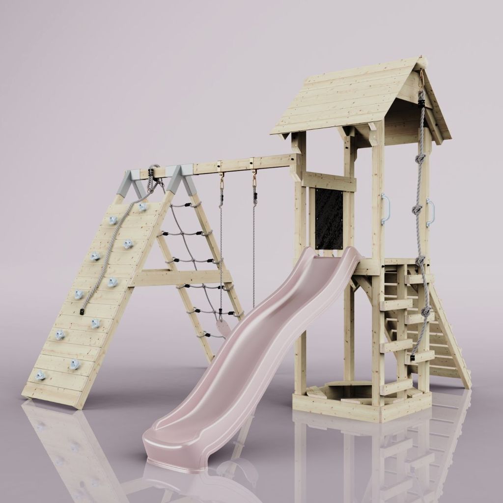 OutdoorToys Spielturm Trondheim aus Holz in Rosa Produktbild 