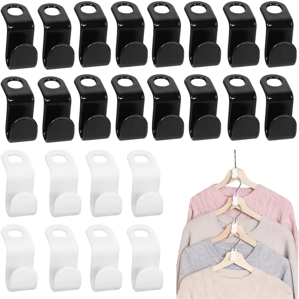 Lot de 70 cintres fins gain de place avec crochets de suspension verticaux