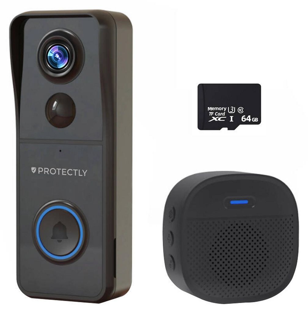 Protectly® Video-Türklingel mit Kamera 4K – WLAN, Gong, Produktbild 