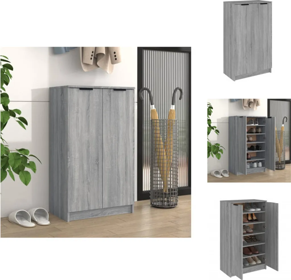 Armoire à chaussures Anti-encombrement 59 cm Gris Sonoma pour Petit Espace