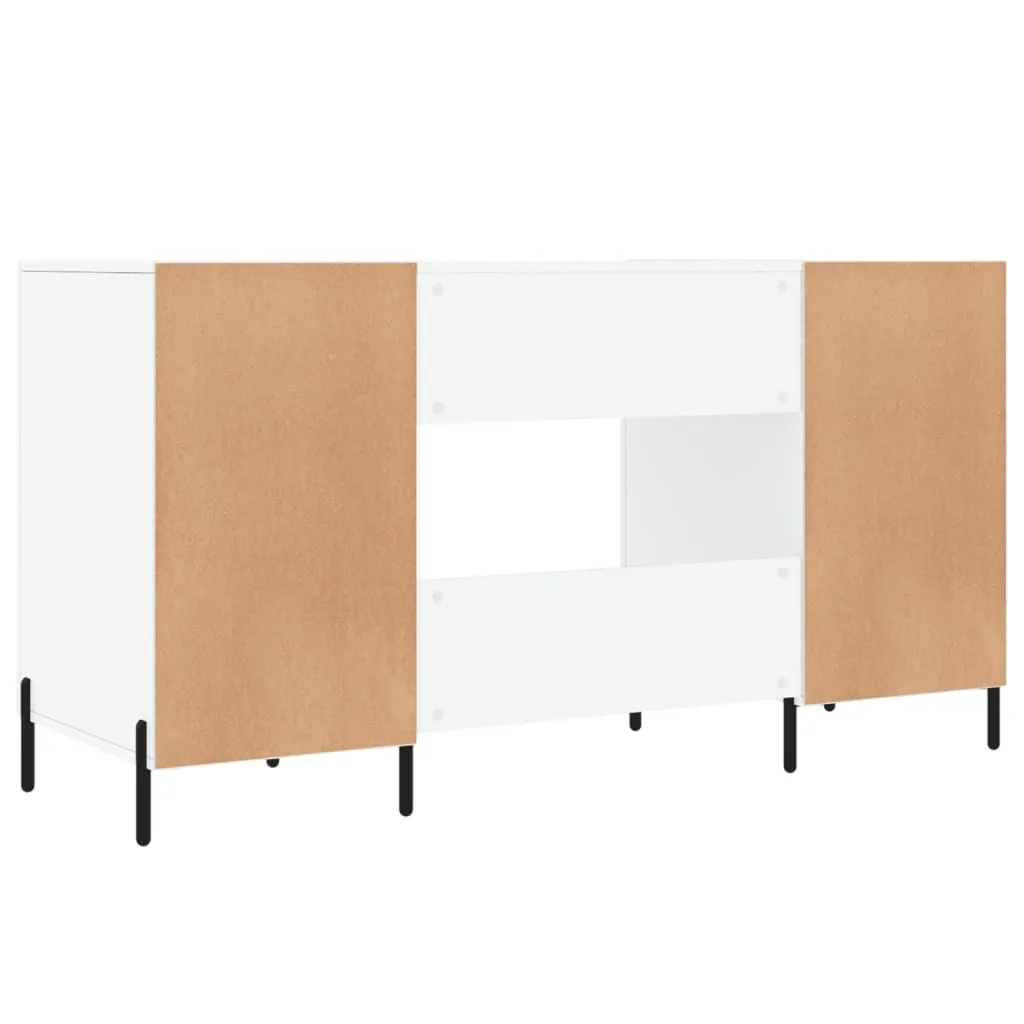 Scrivania Bianca Lucida 140x50 - Scrivania Computer Salvaspazio Legno - 9