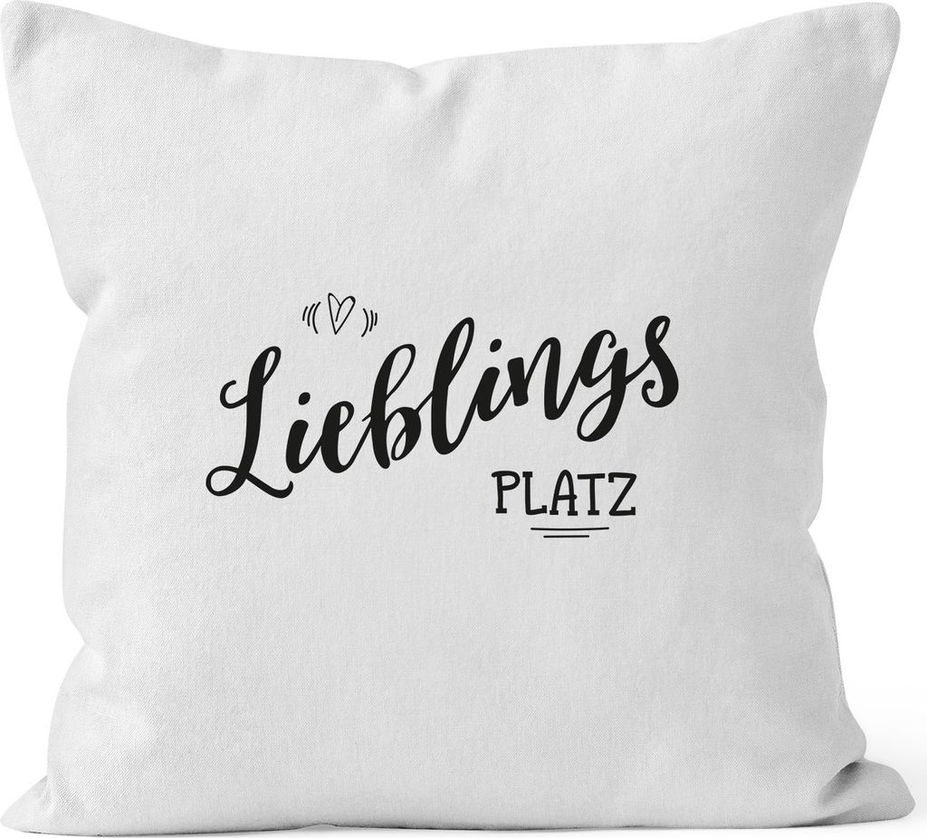 Kissenbezug Lieblingsplatz Geschenk Kissen-Hülle Deko-Kissen 40x40 MoonWorks weiß unisize