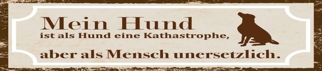 vianmo Holzschild 46x10 cm Hund als Mensch unzertrennlich