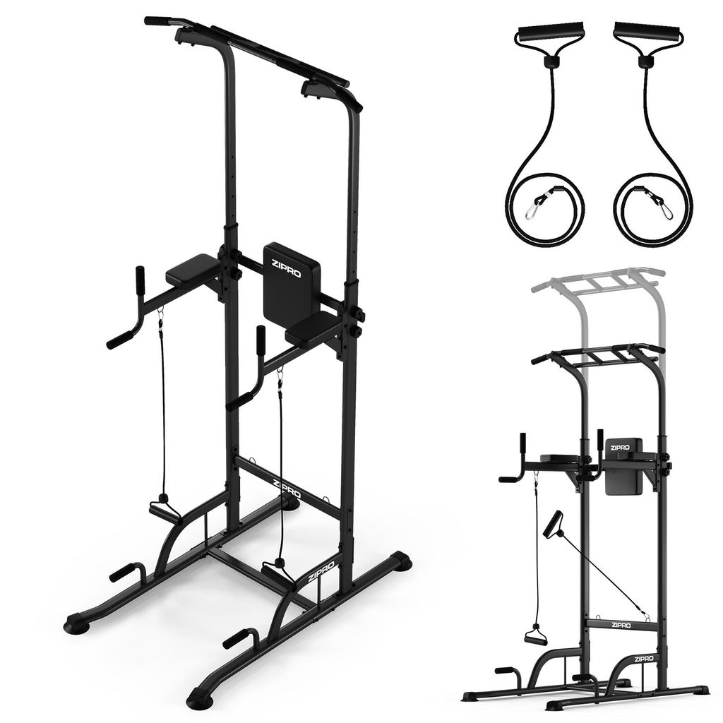 ZIPRO Uplift Klimmzugstange - Kraftturm Dip Station Power Tower Trainingsstation Multifunktional Klimmzugständer Homegym Bauchtrainer Expander