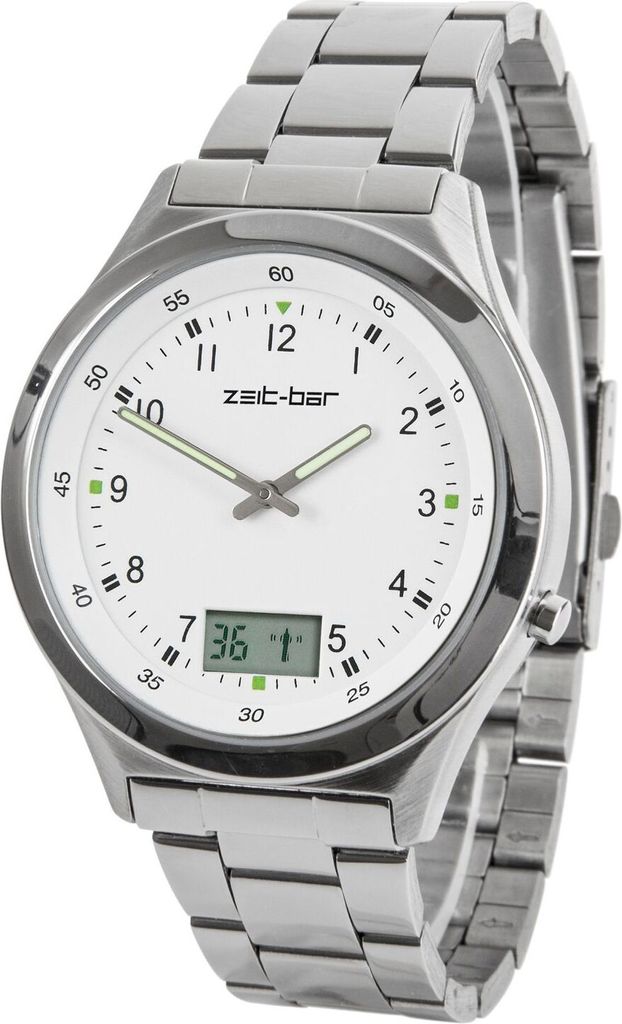 Zeit-Bar Funk-Armbanduhr Herren, mit Datums- und Produktbild 