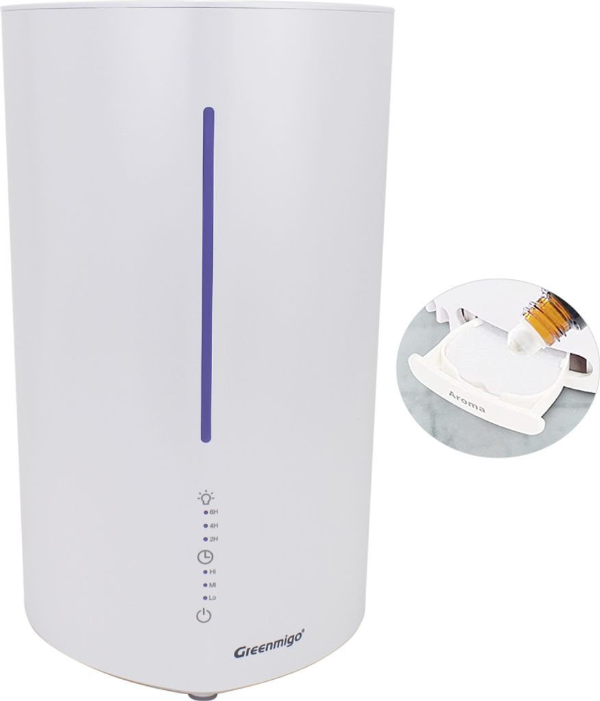 Greenmigo Luftbefeuchter und Aroma Diffuser 3L,Diffuser Ätherische Öle,Top-Fill Humidifier mit Zeitschaltuhr,Nachtlicht,Automatische Abschaltung,...
