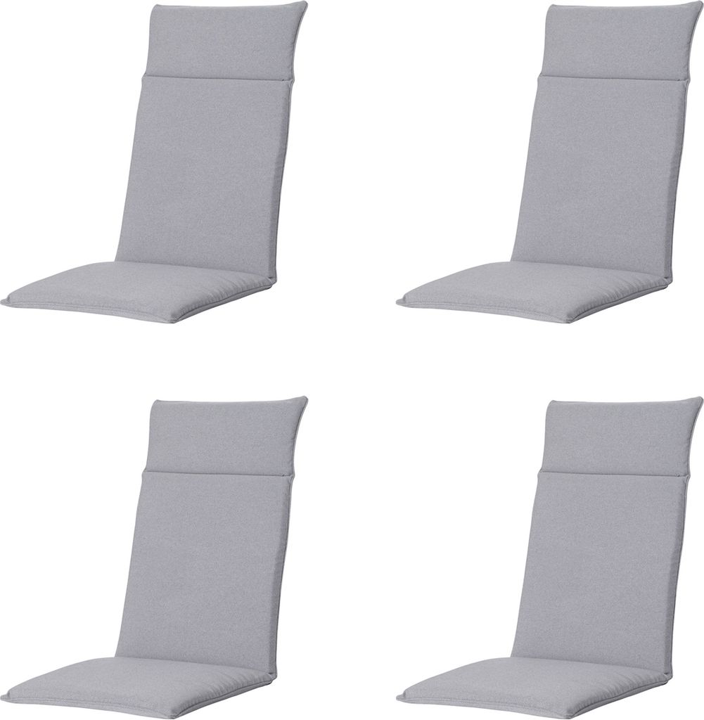 Madison - Gartenstuhlauflage High Back Manchester hellgrau - Ca. 120x50 cm - 4er-Set