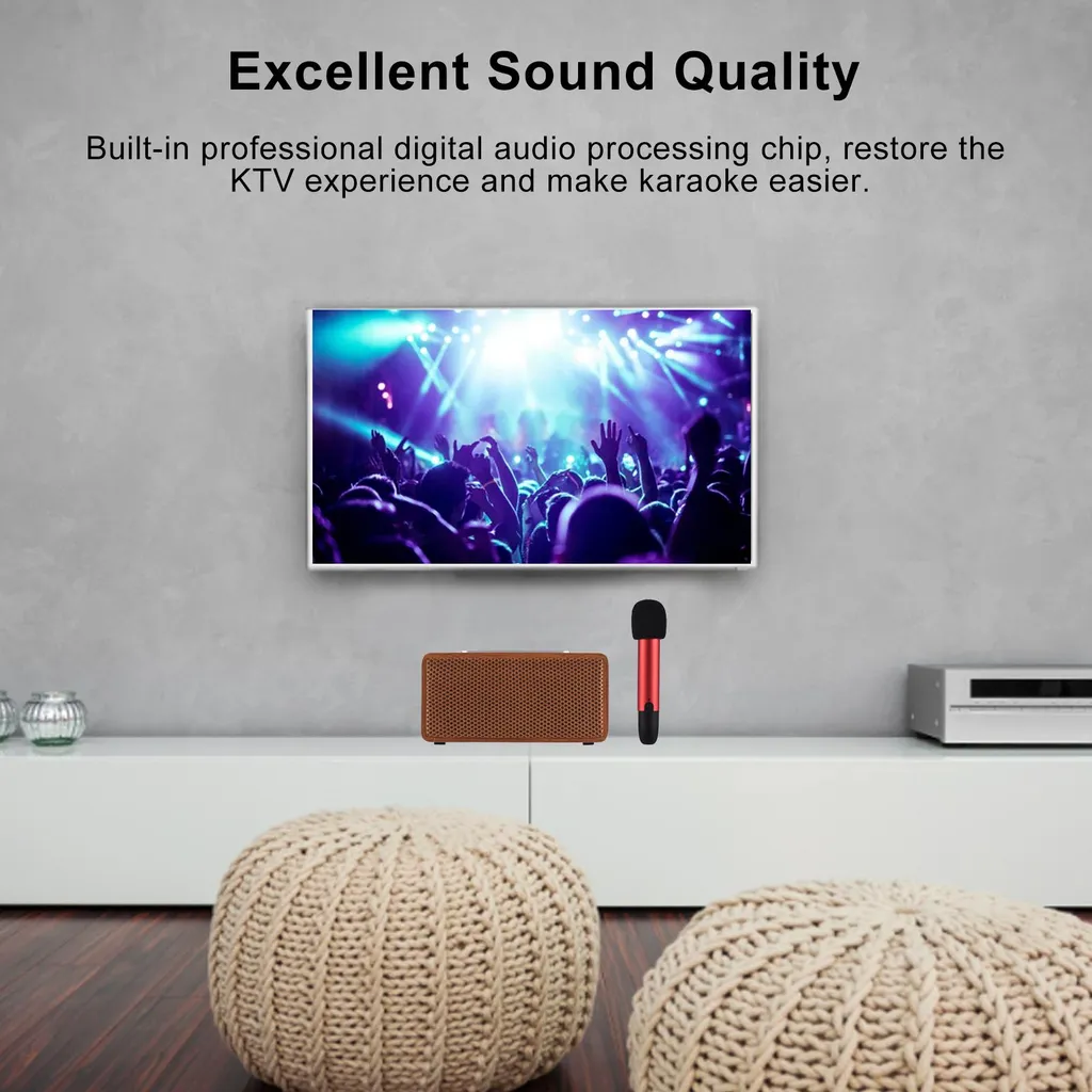 Enceinte Karaoké Bluetooth avec micro sans fil et effets LED animés - 3