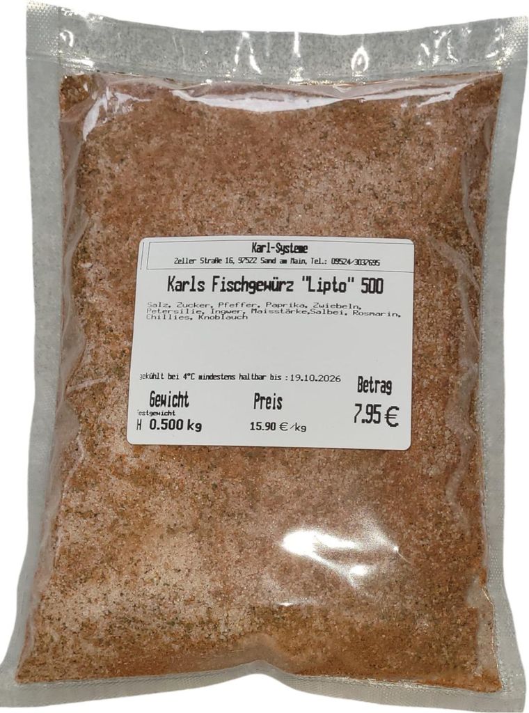 250 Gramm Karl ́s Fischgewürz Lipto zum Backen oder Grillen Fertiggewürz