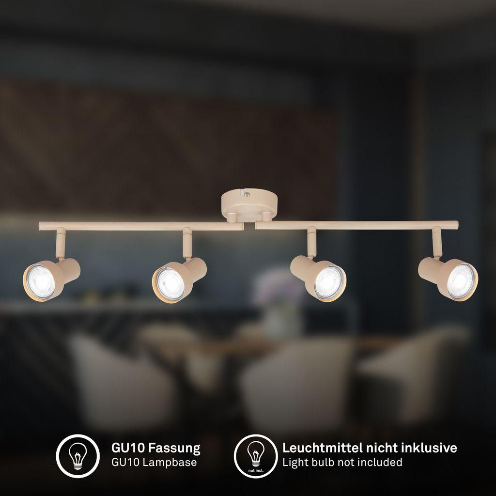 Briloner Deckenlampe Schwenkbar 60,5cm GU10 Fassung max. 9W 4-flammig Beige - Deckenstrahler Wohnzimmer Flur Küche Büro