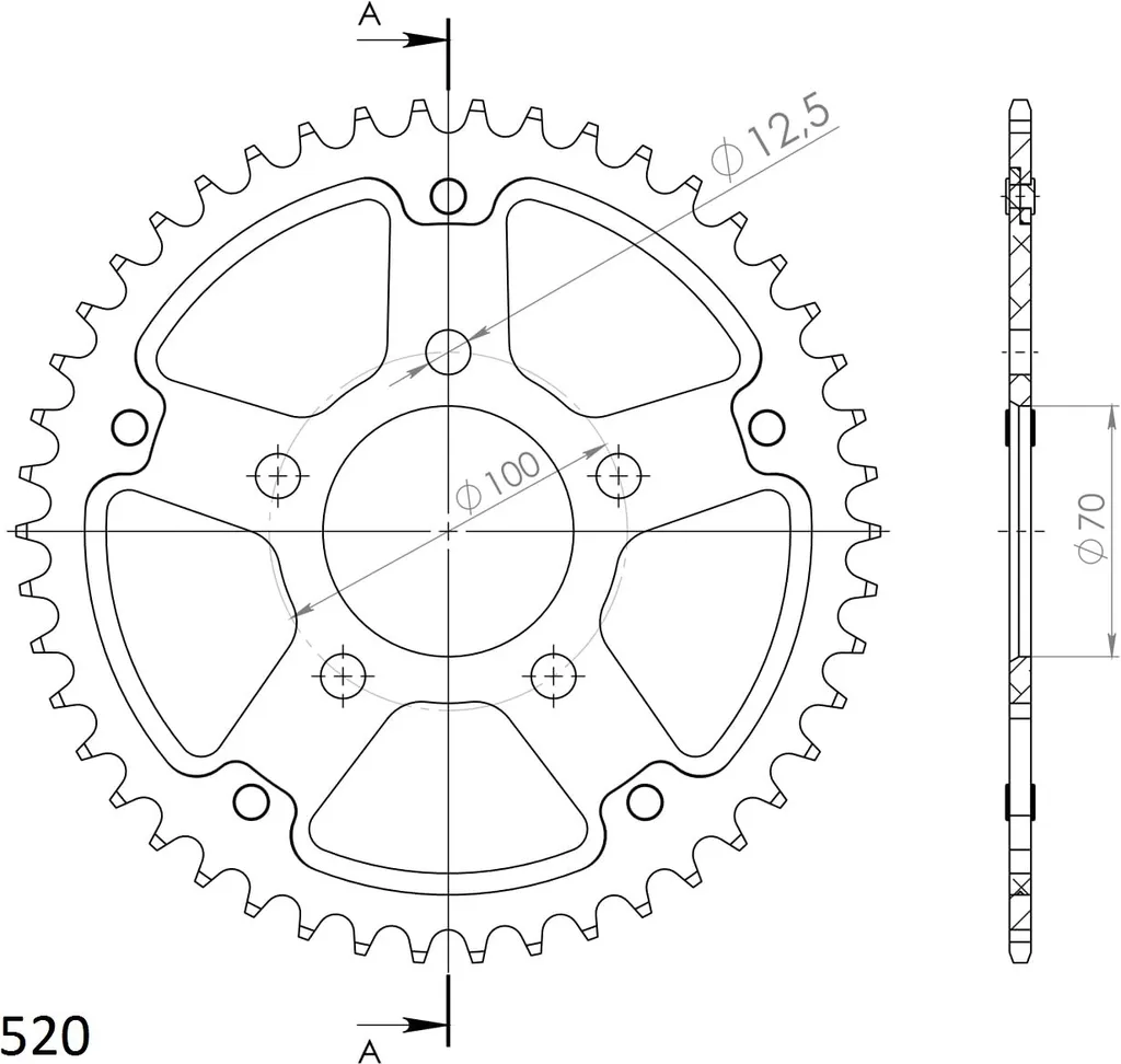 Couronne 47 dents 520 Supersprox bleue pour transmission moto RST