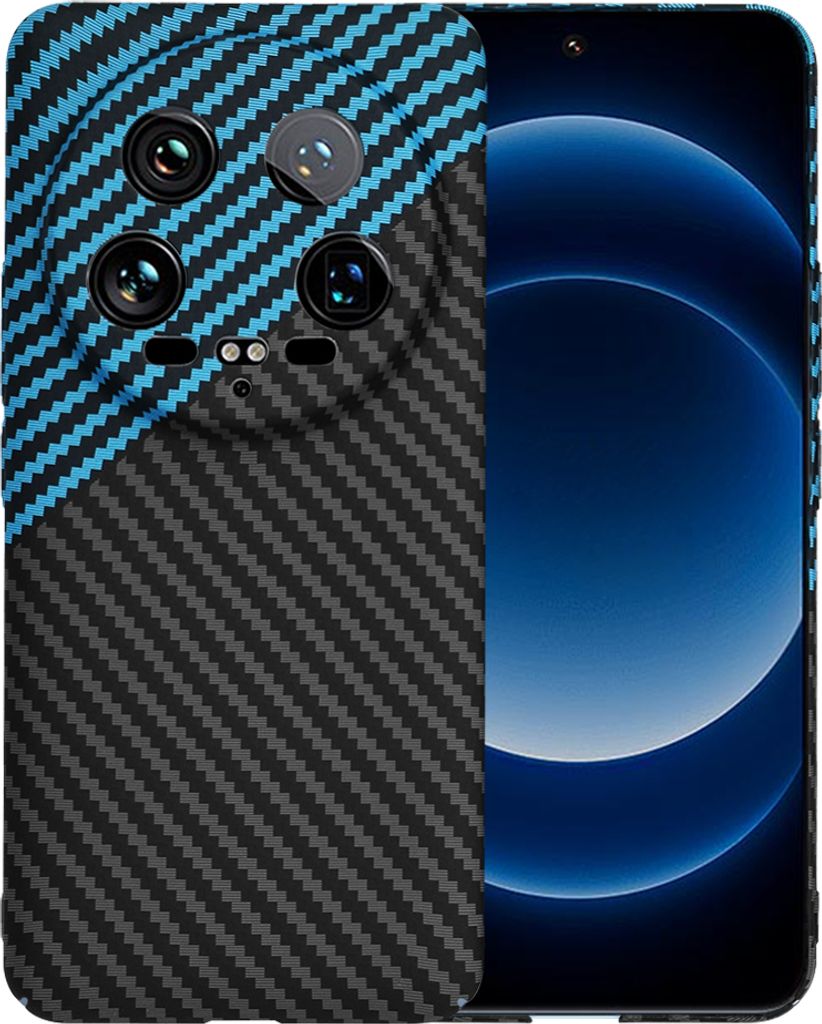 Techsuit Carbonite FiberShell Back Cover Hülle für Xiaomi 14 Ultra - Blau/Schwarz