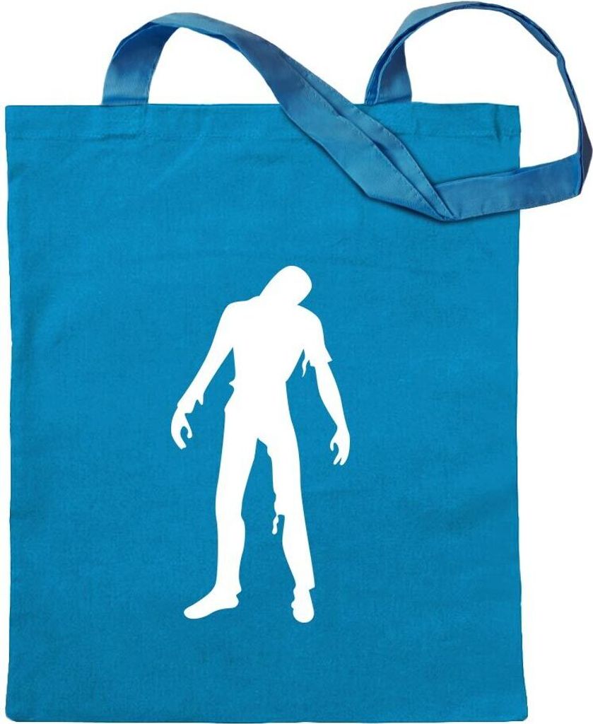 Kiwistar - Baumwolltasche - hellblau - Zombie - Tragetasche Stoffbeutel Umhängetasche Langer Henkel